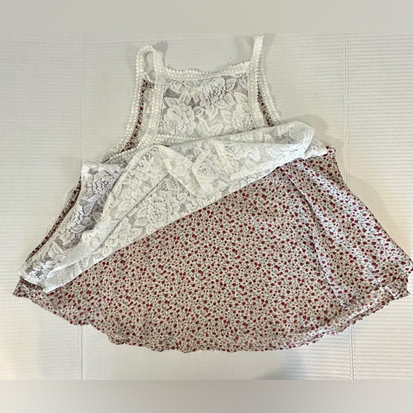 Maurice’s Medium Lace Bib Floral Under Design Flowy Double Layered Tank Top M - Picture 8 of 8